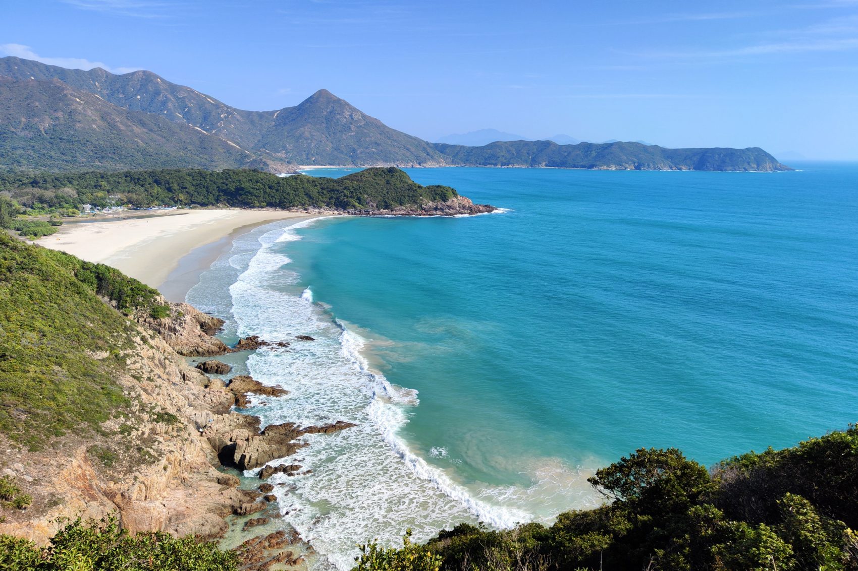 A sunny day at Tai Long Wan in Sai Kung, Hong Kong.